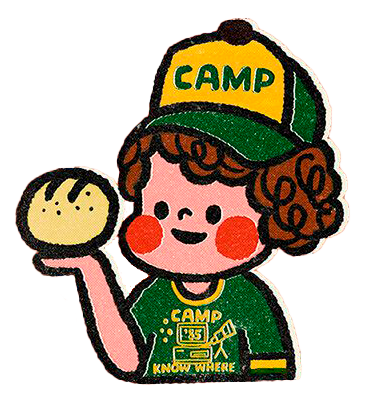 Logo desenhada do Dustin, personagem de Stranger Things segurando um pão com a mão esquerda